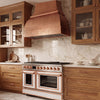 Double Bell Custom Copper Range Hood with Hammered Apron
