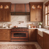 Farmhouse Tapered Custom Copper Range Hood with Straps and Rivets