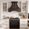 Smooth Curved Custom Copper Range Hood with Arched Apron