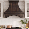 Smooth Curved Custom Copper Range Hood with Arched Apron