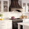 Smooth Curved Custom Copper Range Hood with Arched Apron