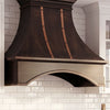 Smooth Curved Custom Copper Range Hood with Arched Apron