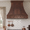 Smooth Curved Custom Copper Range Hood with Decorative Apron