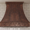 Smooth Curved Custom Copper Range Hood with Decorative Apron