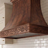Smooth Curved Custom Copper Range Hood with Decorative Apron