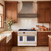 Smooth Curved Custom Copper Range Hood with Streamlined Apron